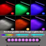 Battery Powered Stage Light Bar,54W 9 LED RGBWA+UV Rechargeable DJ Light Bar with Remote Control Built-in 5200mAh Battery Sound Activated DMX512 Uplights for Party Events Wedding Church Disco - Image 3