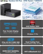 GMKtec Gaming Mini PC K8 Plus AMD Ryzen 7 8845HS(8C/16T, up to 5.1GHz) 32GB DDR5 RAM 1TB SSD, Desktop Computer Dual NIC 2.5G, HDMI 2.1, USB4 - Image 3