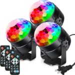 Luditek 3-Pack Sound Activated Party Lights with Remote Control Dj Lighting, Disco Ball Light, Strobe Light Stage Lamp for Home Room Dance Prom Party Decorations Supplies - Image 2