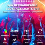 Battery Powered Stage Light Bar,54W 9 LED RGBWA+UV Rechargeable DJ Light Bar with Remote Control Built-in 5200mAh Battery Sound Activated DMX512 Uplights for Party Events Wedding Church Disco - Image 6