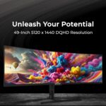 Deco Gear 49" Curved Ultrawide 5K Gaming Monitor, 32:9, 120 Hz, 101% NTSC 100% sRGB, Adjustable, Home Office and Entertainment Workstation - Image 3
