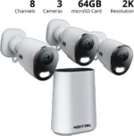 Night Owl 8 Channel Wi-Fi Video Home Security Hub with (3) Plug-in Wi-Fi 2K HD Indoor/Outdoor Spotlight Cameras with 2-Way Audio and 64GB microSD Card (Expandable up to 8 Cameras) - Image 3