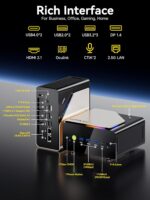 GMKtec EVO-T1 AI Mini PC Workstation Ultra 9 285H (up to 5.4GHz) Mini Gaming Computer, 64GB DDR5 (32GB*2) 1TB PCIe 4.0 SSD 3X M.2 Expansion Slots, Oculink, Quad Screen 8K Display - Image 9