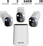 Night Owl 8 Channel Wi-Fi Video Home Security Hub with (3) Battery-Powered Wi-Fi 2K HD Indoor/Outdoor Spotlight Cameras with 2-Way Audio and 64GB microSD Card (Expandable up to 8 Cameras) - Image 3