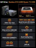 GMKtec Gaming Mini PC AMD Ryzen 7 H 255 (Upgraded 8745HS) 32GB DDR5 1TB SSD, Desktop Computer 3XM.2 2280 Expansion, Oculink, Dual NIC 2.5G, HDMI 2.1, USB4 K12 - Image 3
