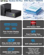 GMKtec Gaming Mini PC AMD 8845HS (Beat 8745HS, 5.1GHz) 2TB PCIe 4.0 SSD 32GB DDR5 Dual Intel i226V NIC/Oculink Port/USB-C 4 * 2/ HDMI 2.1 DP2.1/ Radeon 780M K8PLUS - Image 3