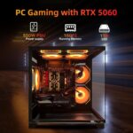 Gaming PC Desktop Computer,Core i5 14400F Gaming Computer RTX 5060 GDDR7,32GB RAM 1TB SSD,ARGB Fan,Prebuilt Gaming PC Tower for Office - Image 3