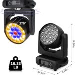 Moving Head Light19X15W 4-in-1 Stage Lights, DMX 512 RGBW Beam/Wash/Zoom Effect Spot Lights 4-60° Beam Anglewith Sound Activated for KTV, Parties, Weddings, Nightclubs, Discos, Bars, Live Shows - Image 7