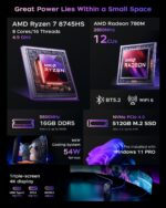 ACEMAGICIAN S3A Mini PC, Ryzen 7 8745HS(up to 4.9GHz), 16GB DDR5 5600MHz 512GB NVMe SSD Computers with Radeon 780M, Light Gaming PCs for Home Offices|RGB|WiFi6|BT5.2|Dual Fan|3 Modes Win11 Pro Desktop - Image 3