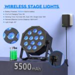Battery Powered Stage Lights, Rechargeable Par Can Lights with DMX & Sound Activated, RGBW 4 in 1 LED Uplights for Events Wedding Party Club Concert Indoor 4Packs - Image 6