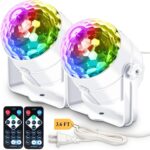 [2-Pack] Disco Ball Party Light Sound Activated with Remote, 12 Modes Stage Strobe DJ Light for Christmas Party Decorations Stocking Stuffers White Elephant Gifts White Birthday New Years Eve - Image 2