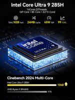 GMKtec EVO-T1 AI Mini PC Workstation Ultra 9 285H (up to 5.4GHz) Mini Gaming Computer, 64GB DDR5 (32GB*2) 1TB PCIe 4.0 SSD 3X M.2 Expansion Slots, Oculink, Quad Screen 8K Display - Image 4