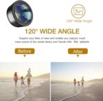Phone Camera Lens,Upgraded 3 in 1 Phone Lens kit-198° Fisheye Lens + Macro Lens + 120° Wide Angle Lens,Clip on Cell Phone Lens Kit Compatible with Samsung Android Smartphones - Image 5