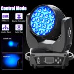 LED Stage Lights,19x15W RGBW 4-in-1 DMX512 Sound Activated Master Slave Control Zoom Wash LED Moving Head DJ Lights for Parties Disco Club Wedding Show - Image 5