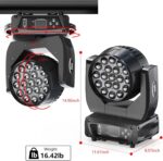 LED Stage Lights,19x15W RGBW 4-in-1 DMX512 Sound Activated Master Slave Control Zoom Wash LED Moving Head DJ Lights for Parties Disco Club Wedding Show - Image 8