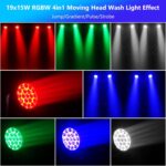 LED Stage Lights,19x15W RGBW 4-in-1 DMX512 Sound Activated Master Slave Control Zoom Wash LED Moving Head DJ Lights for Parties Disco Club Wedding Show - Image 3