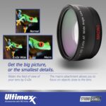 Ultimaxx 55MM Complete Lens Filter Accessory Kit with 55MM 2.2X Telephoto, .43x Wide Angle/Macro Lenses, 4PC Close Up Filter Set & More Designed for All DSLR Cameras - Image 4