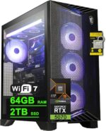 msi Aegis ZS2 Gaming Desktop AMD 12-core Zen 5 Ryzen 9 9900X (Beats i9-14900HX) 64GB DDR5 2TB SSD GeForce RTX 5070 DLSS 4 360mm Liquid Cooler 750W 80+ Gold PSU Support HDD Win11 ICP Hub - Image 2